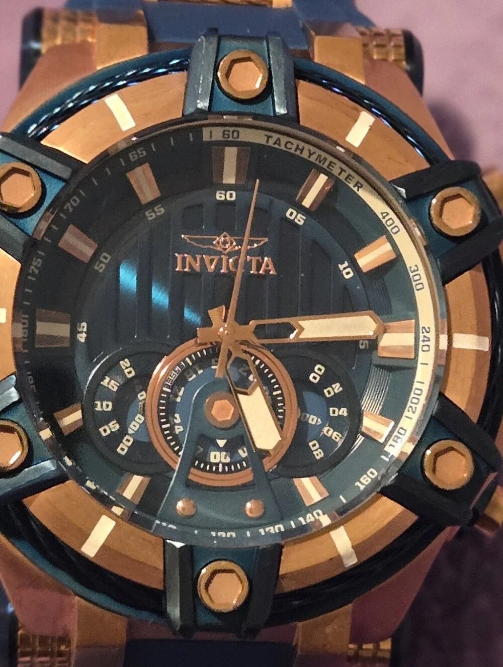 Invicta Blue and Gold Sport Chronograph Watch